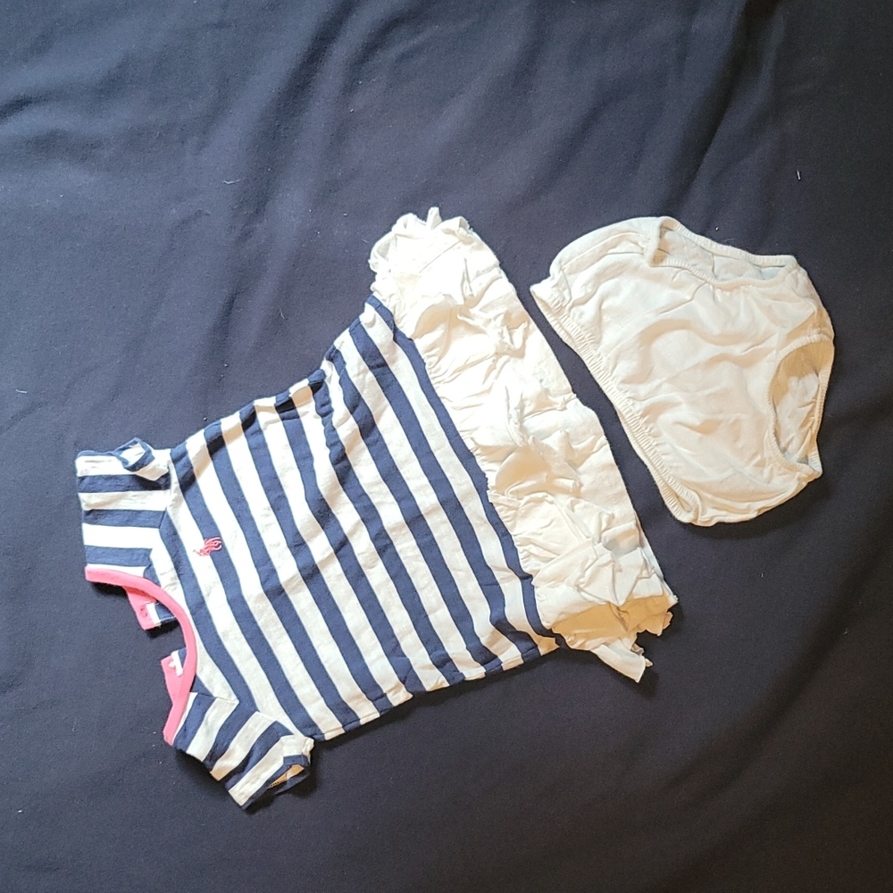 Ralph Lauren dress with bloomers, size 6M, blue/white/pink